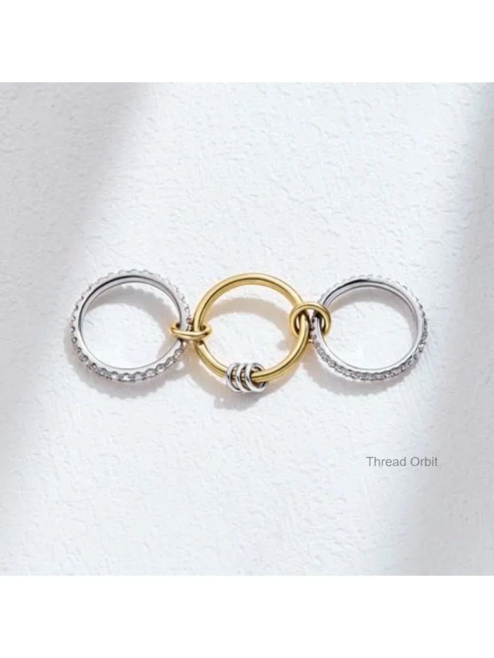 14K Gold Plated Stackable Rings, 3 Ring Set with CZ Cubic Zirconia,